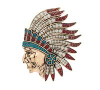 Broche Tête De Chef Indien En Strass Pour Femmes Et Hommes, Plaqué Or, Mode Créative, Broches Tribales Colorées En Cristal, Chapeau Délicat, Sac, Costume,Robe,Accessoires,Bijoux De Festival