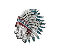 Broche Tête De Chef Indien En Strass Pour Femmes Et Hommes, Plaqué Or, Pendentif Tribal Créatif En Cristal Coloré, Broches Pour Chapeau, Sac, Costume, Accessoires De Robe, Bijoux De Vacances