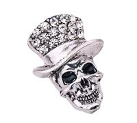 Broche tête de mort polyvalente avec base en alliage et strass complexes gothique pour le quotidien et les tenues de soirée, bijoux d'Halloween originaux, Einheitsgröße, comme décrit