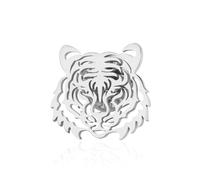 Broche tête de tigre en acier inoxydable pour col de revers chapeau accessoire pour homme et femme, Acier inoxydable