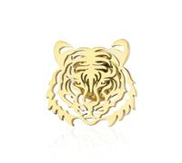 Broche tête de tigre en acier inoxydable pour col de revers chapeau accessoire pour homme et femme, One Size, Acier inoxydable