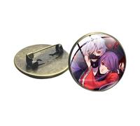 Broche Tokyo Ghoul Kaneki Ken en bronze antique avec cabochon photo en verre pour adolescents, Verre