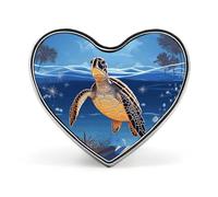 Broche tortue sur la plage, magnifique train à vapeur, en forme de cœur, accessoire de costume pour hommes et femmes, broche légère en émail de 2,5 cm, idéale pour sacs à dos, chapeaux, sacs et cordon