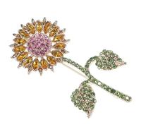 Broche Tournesol Délicate en Alliage, Décoration pour Robes et Paquet | Épinglette de Fleur Esthétique, Usage Scène Performance et Rencontre, Lot 1 Pièce