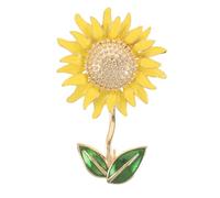Broche Tournesol Rétro Faite à Main, Fleur en Pierre | Cuivre et Pierres Décoratives, Jaune Classique, pour Concours Oratoire et Mariages