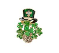 Broche trèfle à 3 feuilles avec inscription « Happy St Patrick » - Décoration de cadeaux et souvenirs