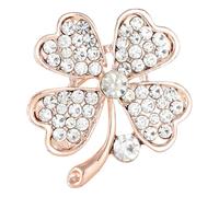 Broche Trèfle à Quatre Feuilles Festive en Alliage, Cristaux | Épingle de Revers Élégante, Légère et Résistante la Décoloration, pour Col, Châles, Fêtes et Jours Fériés