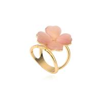 Broche Trèfle à Quatre Feuilles Porte Bonheur En Finition Dorée Avec Effet Œil De Chat Épingle Pour Foulard Ou Écharpe Chic Cadeau Saint Patrick Femme Accessoire Chance Élégant (Rose)