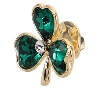 Broche Trèfle en Alliage et Verre, Style Élégant pour Amis | Forme Shamrock, Usage Casual ou Formel, Pièce Décorative Fiable, Présent pour Famille et Amis