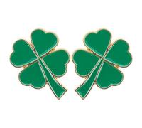 Broche Trèfle Irlandais 2 Pièces en Alliage, Bijoux Vert Élégant | Design Sécurisé et Compact, Lot de Deux, pour Anniversaire et Fête, Style Raffiné