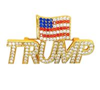 Broche Trump en cristal avec drapeau des États-Unis, souvenirs, cadeau pour élection présidentielle, Cuivre, Cristal