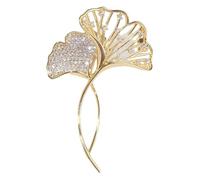 Broche tulipe dorée : fleur élégante, pierre blanche, Klein, Métal non précieux