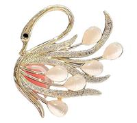 Broche tulipe dorée : fleur élégante, pierre blanche, Klein, Métal non précieux