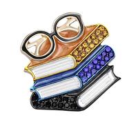Broche unique avec des motifs de livres et de lunettes, idéale pour la mode quotidienne ou les occasions spéciales, design léger, thème académique, cadeau de connaissances, One Size, Comme décrit