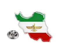 Broche unique en acier inoxydable sur le thème du drapeau de l'Iran - Léger et exquis - Pour un usage quotidien - Broche iranienne traditionnelle, map 2, Comme décrit