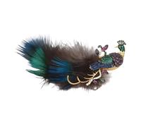 Broche Unique En Alliage À Plumes De Paons Avec Pierres Zircon Épingle À Revers Légère Accessoire Déclaration Pour Vestes Robes Pour Femmes
