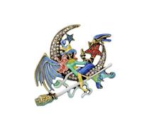 Broche Unique en forme de lune de sorcière, Badge, belle broche en alliage, Texture, accessoire de mode pour vêtements et sacs, décoration de citrouille