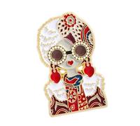 Broche unique en forme de tête de fille émaillée - Accessoire artisanal en métal pour un usage quotidien - Pour les amateurs d'histoire uniques, taille unique, Comme décrit
