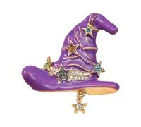 Broche unique fabriquée à la main en forme de chapeau de sorcière avec motifs d'étoiles complexes, idéale comme cadeau mystique de poitrine ornement d'Halloween bijoux de costume, One Size, Comme