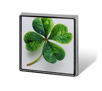 Broche unisexe à quatre feuilles en forme de trèfle à quatre feuilles aquarelle et pin's carrés légers pour vêtements, châle, chapeau