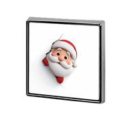 Broche unisexe carrée légère représentant un adorable Père Noël qui jette un coup d'œil, idéale pour décorer vêtements, châles et chapeaux.