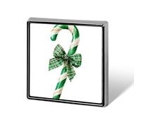 Broche unisexe en forme de canne à sucre d'orge avec nœud à carreaux verts et épingles carrées légères pour vêtements, châle, chapeau