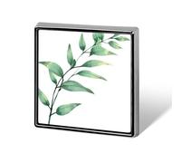 Broche unisexe en forme de feuille d'eucalyptus à l'aquarelle, carrée, légère, pour vêtements, châle, chapeau