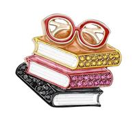 Broche unisexe en forme de livre en forme de lunettes parfaite pour vestes, pulls ou sacs, polyvalente, tendance, symbole de connaissances, cadeau de diplôme en alliage léger, One Size, Comme décrit