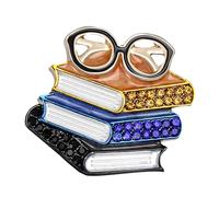 Broche unisexe en forme de livre en forme de lunettes parfaite pour vestes, pulls ou sacs, polyvalente, tendance, symbole de connaissances, cadeau de diplôme en alliage léger, One Size, Comme décrit
