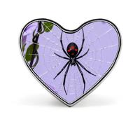 Broche unisexe en métal émaillé représentant une veuve noire sur une vigne violette, avec un joli cœur, idéale pour décorer vêtements, chapeaux, sacs et sacs à dos.
