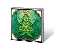 Broche unisexe en verre teinté sapin de Noël avec étoile dorée et pin's carré léger pour vêtements, châle, chapeau