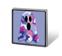 Broche unisexe motif fantôme psychédélique ludique et teinture sur nœuds - Insigne carré léger - Bijoux pour vêtements, châle, chapeau