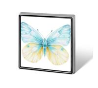 Broche unisexe papillon avec ailes bleu pâle et jaune citron