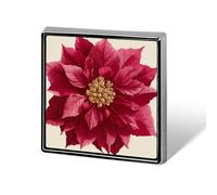 Broche unisexe poinsettia rouge simple, carrée et légère, à porter comme insigne de revers, bijou pour vêtements, châles et chapeaux.