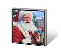 Broche unisexe représentant le Père Noël tenant des jouets, badge carré léger à porter sur vêtements, châles et chapeaux.