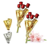 Broche vase à fleurs artistique, pince à fleurs for bouquets à porter, mini broche bouquet de fleurs, pince porte-broches for bouquet de fleurs à faire soi-même, for veste(Gold*2)