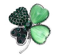 Broche verte à quatre feuilles porte-bonheur Épinglette Trèfle Badges Décorations de sac à dos Bijoux Accessoires de la Saint-Patrick Accessoires de fête pour femme, As Shown in the Picture, Alliage +