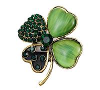 Broche verte à quatre feuilles porte-bonheur Épinglette Trèfle Badges Décorations de sac à dos Bijoux Accessoires de la Saint-Patrick Accessoires de fête pour femme, As Shown in the Picture, Alliage +