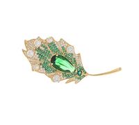 Broche verte cent une feuille d'or pour femme, corsage, boucle ardillon, accessoires