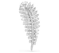 Swarovski Vienna Broche, Tailles Mixtes, Plume, Blanc, Plaqué Rhodium
