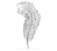 Broche Vienna, Tailles variées, Plume, Blanche, Métal rhodié OS