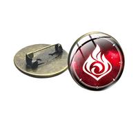 Broche vintage à 7 éléments Genshin Impact pour homme et femme - Image en verre - Vision œil de Dieu - Broche lumineuse - Cadeau infini argenté