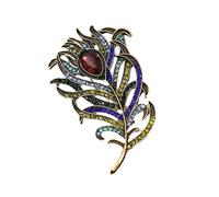 Broche vintage à plumes de paons multicolores brillantes - Bijoux rétro - Accessoires de vêtements pour anniversaires ou tenues quotidiennes, taille unique, Comme décrit