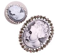 Broche Vintage Camée en Verre, Alliage Argenté, Fête Formelle