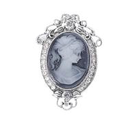 Broche vintage camée pour femme avec strass pour visage de dame élégant ovale bijoux pour bureau, fêtes