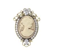 Broche vintage camée pour femme avec strass pour visage de dame élégant ovale bijoux pour bureau, fêtes