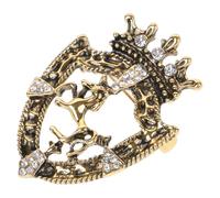 Broche Vintage Dorée en Alliage de Zinc Cristaux, Style Baroque | Éclat Poli, Accent Festif pour Revers de Costume, Bijoux de Soirée, Idée Présent