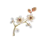 Broche vintage élégante en forme de fleur de prunier avec perles d'inspiration chinoise - Accessoire de décoration pour écharpes - Fleur de prunier