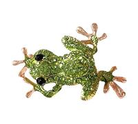 Broche vintage en cristal vert avec chaîne peut être utilisée comme collier, broche en forme d’animal en argent, accessoires pour robe féminine