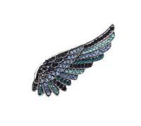 Broche vintage en forme d'aile d'ange avec cristaux étincelants - Élégante broche à plumes - Accessoires pour fête et bureau - Broche déclaration en alliage, taille unique, Comme décrit